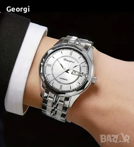 Елегантен, Класически, Луксозен и Стилен механичен часовник DIANPAI*Класик и бяло злато!, снимка 9 - Мъжки - 49425003