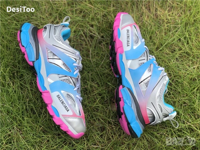 Balenciaga Track Sneaker "Silver/Blue/Pink" , снимка 4 - Маратонки - 54362646