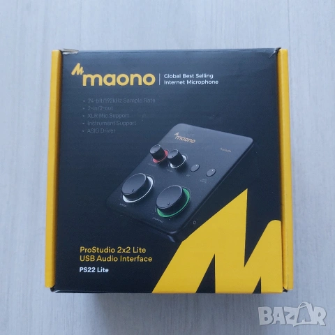 Maono PS22 Lite – Професионален USB Аудио Интерфейс 24-bit/192kHz | Подкаст, Гейминг & Студио