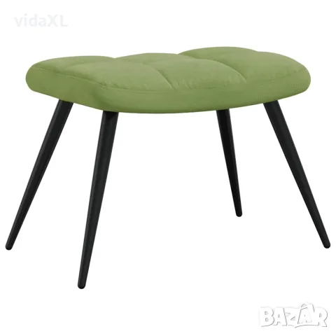vidaXL Релаксиращ стол с табуретка, светлозелен, кадифе, снимка 8 - Столове - 56146938