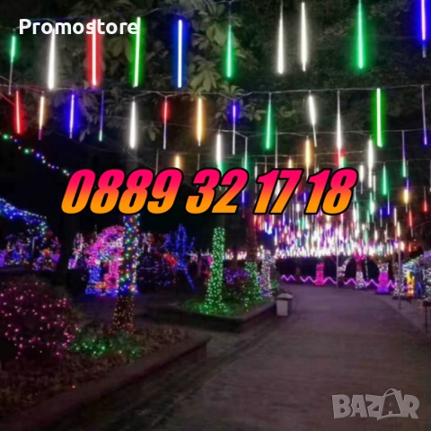 Коледни висулки падащ сняг 50 см , многоцветна, к-т от 8 тръби, снимка 3 - Декорация за дома - 52428177