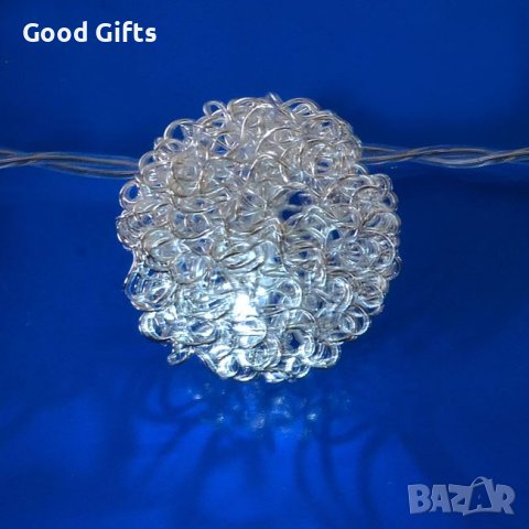 Коледни лампички Снежни топки, 1.20м Студено бяло, снимка 2 - Лед осветление - 42745586