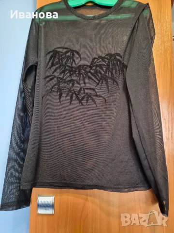 Мрежена блузка в черно