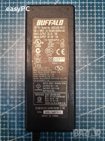 Оригинален захранващ адаптер BUFFALO UAE325D-0512 12V 5V, снимка 3 - Друга електроника - 47837350