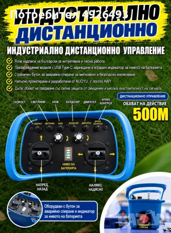 ДИСТАНЦИОННО УПРАВЛЯЕМА ВЕРИЖНА КОСАЧКА NY-550 – 224cc, снимка 5 - Градинска техника - 56238226