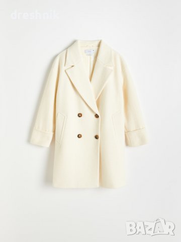 Reserved - дамско палто вълна бяло размер L, снимка 4 - Палта, манта - 39613573