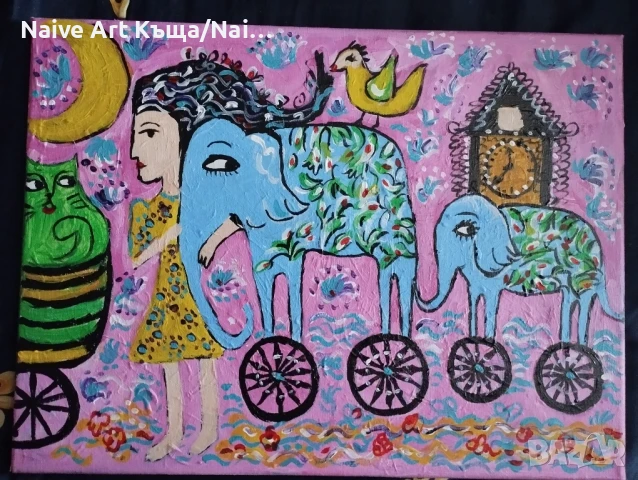 Картина платно маслени акрилни бои размер ш.42 / в.32, снимка 2 - Картини - 50573216