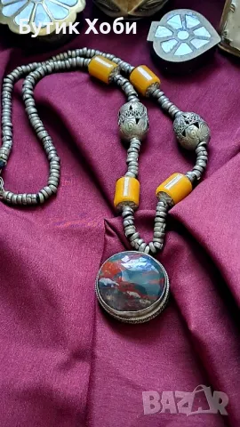 Автентично етно колие с естествен камък , снимка 1