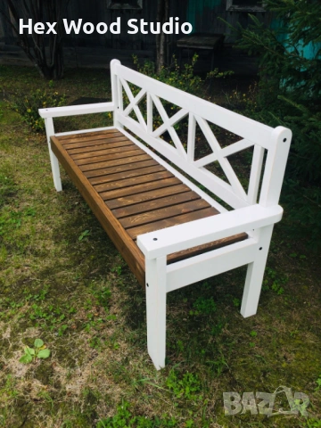 Градинска пейка „Crosswood“, снимка 4 - Градински мебели, декорация  - 53997657