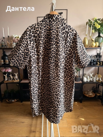 H&M Нова рокля тип риза леопардов принт, снимка 5 - Рокли - 54256493