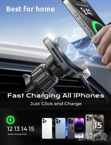 Магнитно бързо зарядно/ стойка за телефон от М6 15W , снимка 12 - Зарядни за кола - 48821616