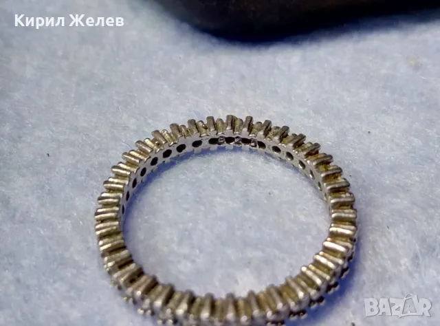 СТИЛНА ФЕШЪН АРТ СКЪПОЦЕННА СРЕБЪРНА ХАЛКА ПРЪСТЕН СРЕБРО ВИСОКА ПРОБА сБЯЛА ПОЗЛАТА и ЦИРКОНИ 48634, снимка 2 - Пръстени - 50191901