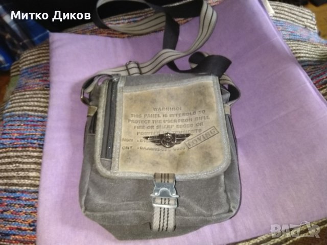 Чанта за през рамо промазан плат маркова на Дизел  24х19х8см, снимка 1 - Чанти - 40384721