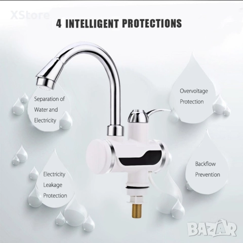 Смесител за вода с нагревател за мигновено загряване 3000W - ИЗБОР НА Вариант: За плот или За стена, снимка 4 - Бойлери - 52588175