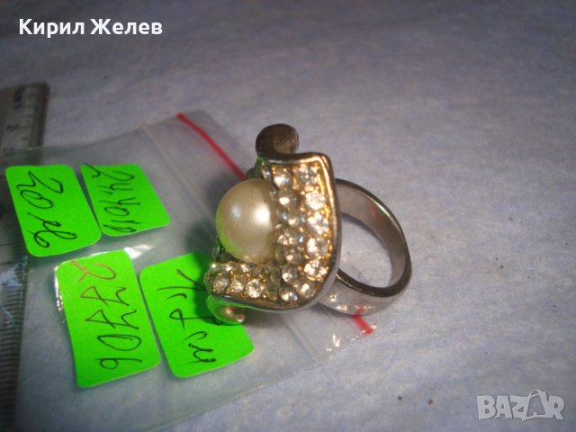 ЕФЕКТЕН ФЛОРАЛЕН ПОСРЕБРЕН ПЕРЛЕН АРТ ПРЪСТЕН с КРИСТАЛЧЕТА 27706, снимка 8 - Пръстени - 37419443