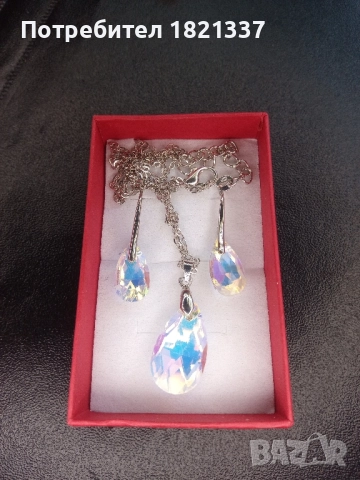 Комплект колие и обици, снимка 5 - Бижутерийни комплекти - 52680876