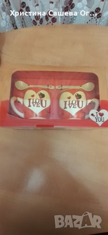 Комплект чаши с лъжички , снимка 1 - Романтични подаръци - 39578760