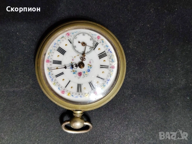 Швейцарски джобен часовник 1900г. с посребрени капаци - с ключе - ПЕРФЕКТЕН - ПРОМОЦИЯ, снимка 2 - Джобни - 50421505