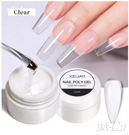 Изграждащ Полигел Polygel Поли Poly Gel прозрачен розов гел лак маникюр нокти