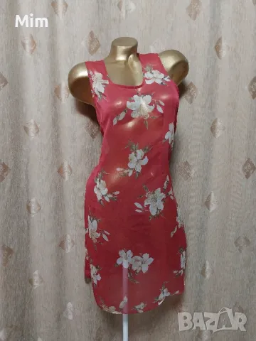 FRANSA XL Ефирна прозрачна, червена рокля на цветя 