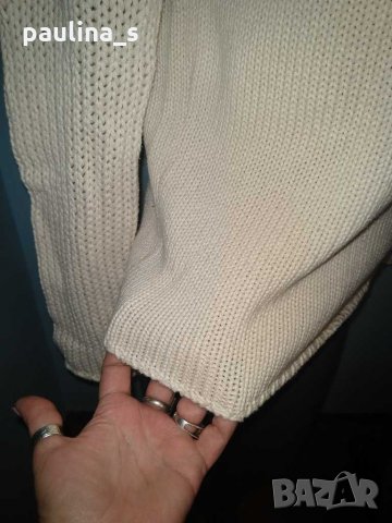Бяло памучно поло "Zara"® / голям размер , снимка 3 - Блузи с дълъг ръкав и пуловери - 12188200