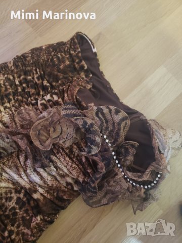 Дизайнерска Рокля с тигров принт и камъчета, снимка 8 - Рокли - 27057994