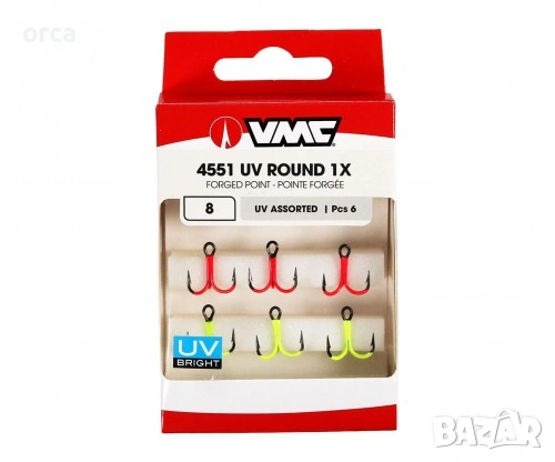 Куки тройка VMC 4551 UV Assorted за хищен риболов и примамки