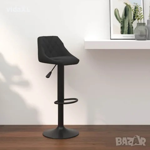 vidaXL Бар табуретка, черна, кадифе, снимка 2 - Столове - 56147116