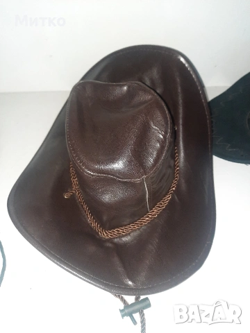 Кожена каубойска шапка, снимка 5 - Шапки - 53078112