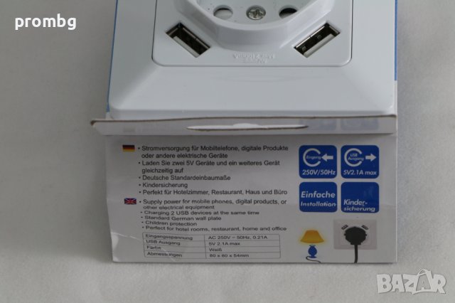 контакт с 2 USB порта, SCHUKO, Logilink-Германия, снимка 5 - Друга електроника - 42756073
