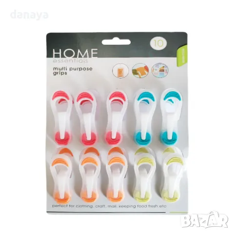 3688 Комплект щипки за пране със силиконово уплътнение, 10 броя, снимка 3 - Други - 40597203