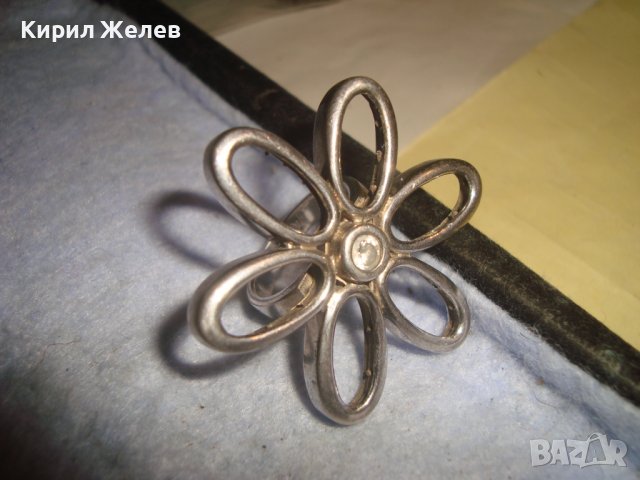 ФЛОРАЛЕН СРЕБЪРЕН АРТ ПРЪСТЕН СРЕБРО 925 ЦВЕТЕ МАРГАРИТКА ПРЕКРАСНА МАЙСТОРСКА ИЗРАБОТКА 27177, снимка 10 - Пръстени - 36795452