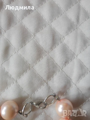 Колие ,дамско от розови перли,уникално, снимка 2 - Колиета, медальони, синджири - 51186916