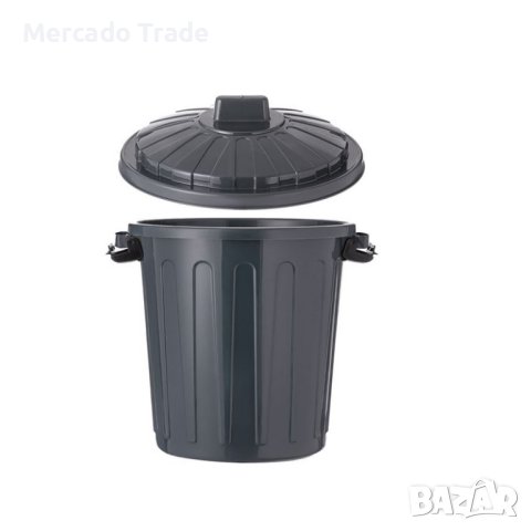 Кош за отпадъци Mercado Trade, С капак, Пластмаса, Сив, снимка 2 - Други стоки за дома - 42498150