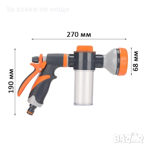 Пистолет за маркуч с контейнер за препарат PA1219 – 8 режима на пръскане, снимка 2 - Други инструменти - 52332403