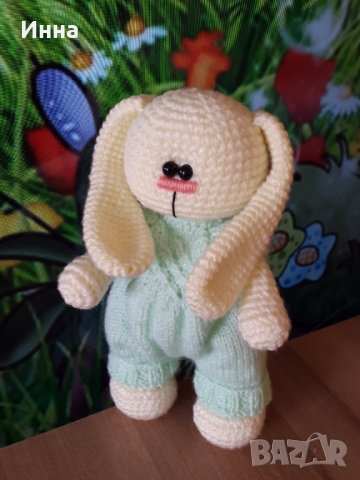 Плетена играчка Заек-Беби, Плетени, ръчно изработени, прекрасен подарък, снимка 2 - Плюшени играчки - 38318925