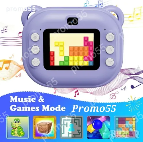 Детска камера-фотоапарат с принтер, селфи, рамки и игри, снимка 8 - Други - 50259149