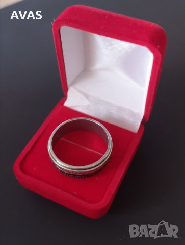 Нов пръстен за мъж Versace дизайн сребърно и черно, снимка 3 - Пръстени - 29902672