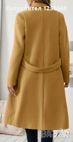 Дамско дълго жълто палто, снимка 2 - Палта, манта - 53329219
