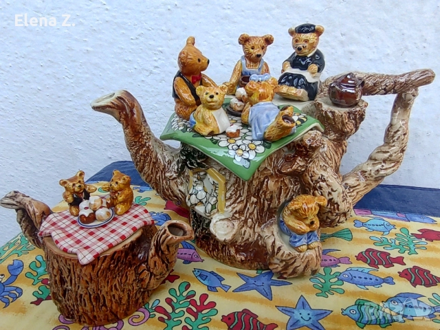 Симпатичен винтидж чайник с мечета Paul Cardew, снимка 13 - Колекции - 52344618