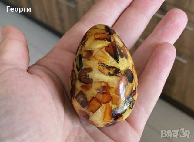 Яйце от Балтийски кехлибар , снимка 2 - Декорация за дома - 31247426