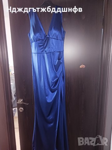 Сатенена рокля ,турско синйо,дълга, снимка 2 - Детски рокли и поли - 42656267