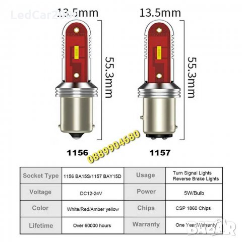 светлини DRL LED крушки 1156 *CANBUS*, снимка 3 - Аксесоари и консумативи - 31152261