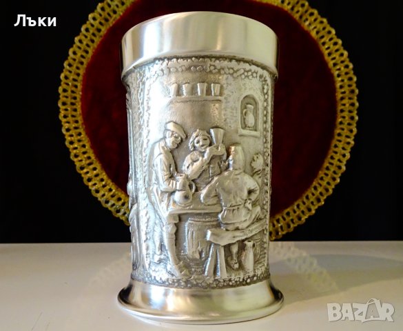 Чаша,халба от калай,Дионис,вино. , снимка 3 - Антикварни и старинни предмети - 37998227