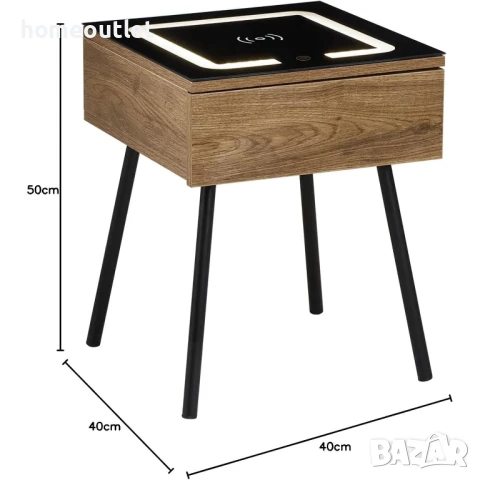 ПРОМОЦИЯ Многофункционално нощно шкафче със станция за зареждане CLIPOP C-B-ST-D0201BR, снимка 4 - Шкафове - 50770692
