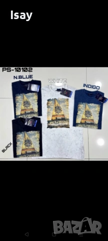 Мъжка тениска Паул Шарк нов модел варен памук в бяло и тъмно син цвят , снимка 2 - Тениски - 54161567