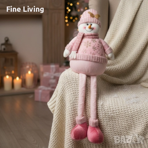 Декоративен коледен снежен човек с дълги крака – 80 см, снимка 4 - Декорация за дома - 52071202