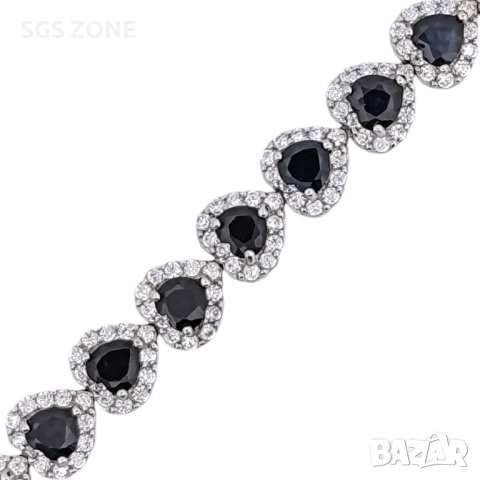 сребърна гривна със сапфири