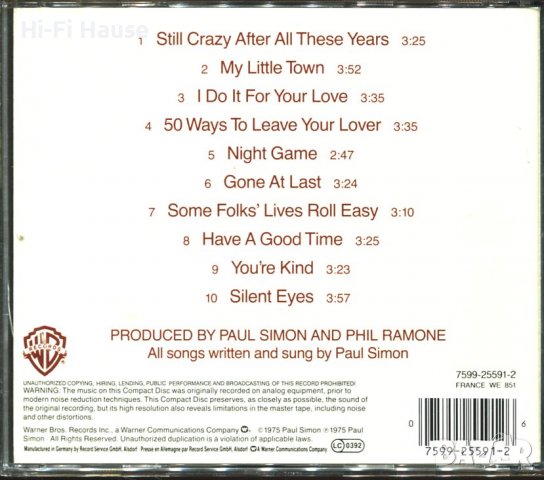 Paul Simon-Still Crazy, снимка 2 - CD дискове - 37309700