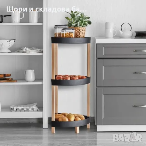 Ъгловa Етажерка, Масив и пластмаса 3 етажа33x33x80см, снимка 3 - Други инструменти - 47561044